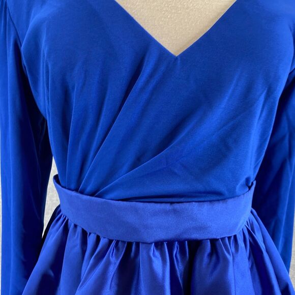 Hebeos Dress Womens 10 Blue Mini Satin Long Sleeve Formal Prom Party Dance NEW - Picture 5 of 16